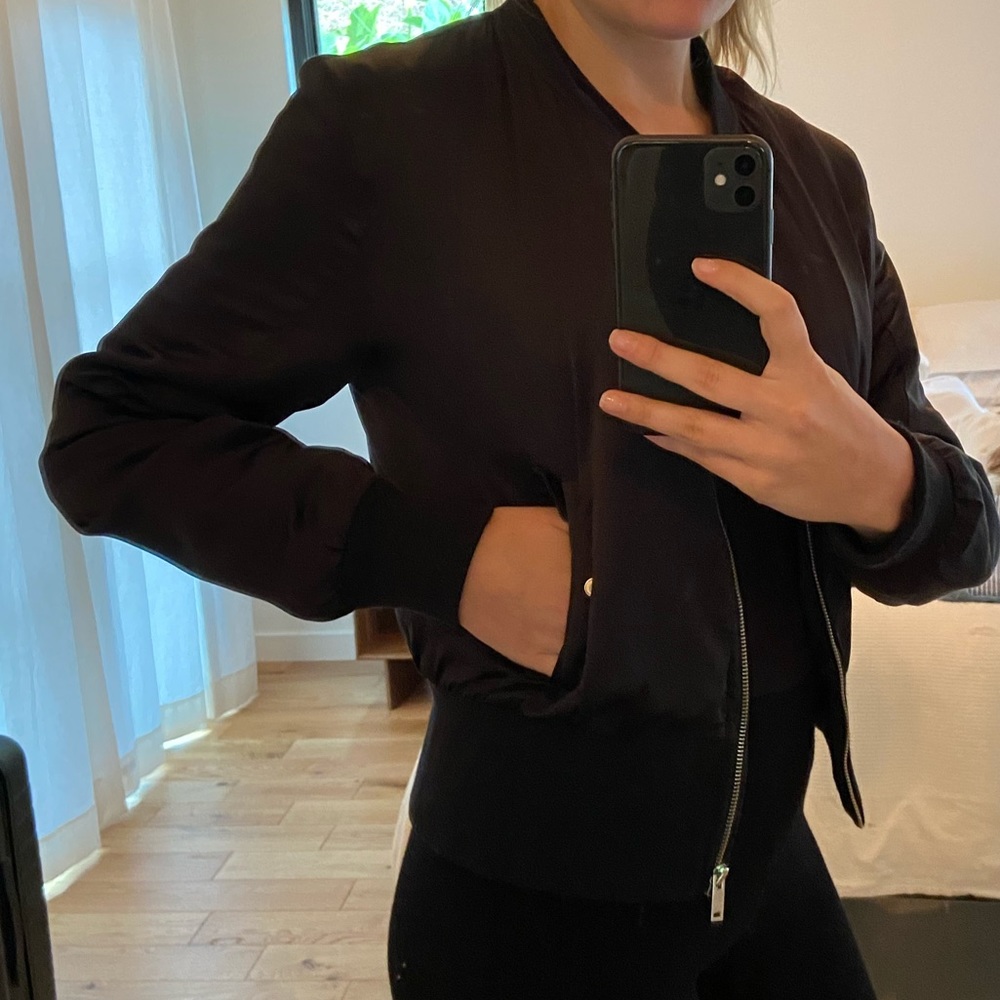 Zara Basic Black ZIP Bomber Jacket
